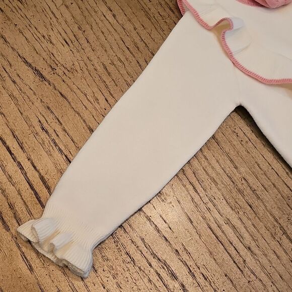 White Sweater with Pink Ruffles Size 4/5 - Picture 2 of 7